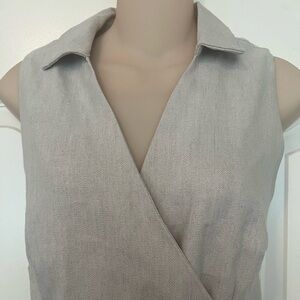 Ann Taylor linen blend khaki colored collared wrap dress. Size Large. Brand new